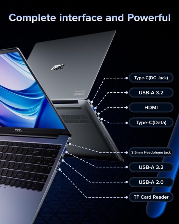 AOC Laptop Computer 16GB RAM 512GB SSD Gaming Laptops 15.6 Inch FHD Screen Premium Laptop (Up to 3.6GHz) Windows 11 Laptop Computer, Light&Thin, Metal Shell, Webcam, Type-C, USB3.2 - Image 3