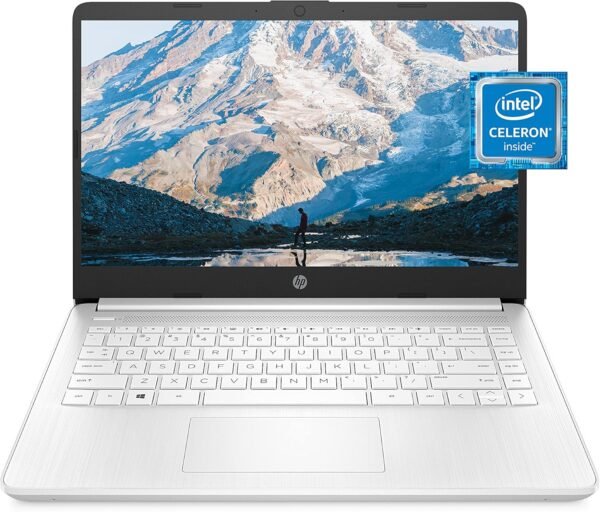 HP 14 Laptop, Intel Celeron N4020, 4 GB RAM, 64 GB Storage, 14-inch Micro-edge HD Display, Windows 11 Home, Thin & Portable, 4K Graphics, One Year of Microsoft 365 (14-dq0040nr, Snowflake White)